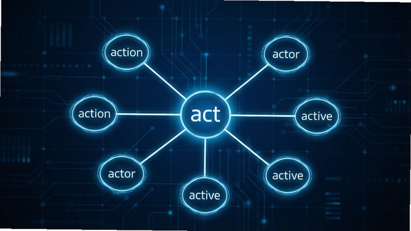 �Ӿ�����������ͼ�����Ľڵ�Ϊ���ʡ�act���������ܷ������action������actor������active���Ƚڵ㣬������������������Ϊ����ɫ�Ƽ������񣬽ڵ���з���Ч�������ַ���״����񼫼򣬸��壬�޶���װ��
