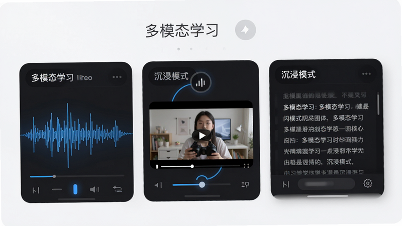 ����Ϊ��ѵAPP�Ķ�ģʽ�л����棬���ַ�Ϊ����������ģ�飬�ֱ�չʾ��Ƶ���Ρ���Ƶ��������ֶ��䣬���Ϊ�ִ�UI��ƣ�ϸ�ڴ��и���ѡ�е�״ָ̬ʾ�����ʸ߱��棬�ɾ����������ְ���