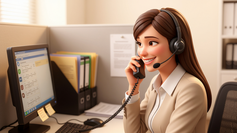 һ�����ͷ������绰����ܰ����ͼ������Ϊ�ͷ���Ա����������΢Ц������Ϊ����İ칫���䣬�����е��Ժ��ļ����������������רҵ���У�ϸ�ڴ�����רע�����̬�ȣ�������ͣ������ұ���