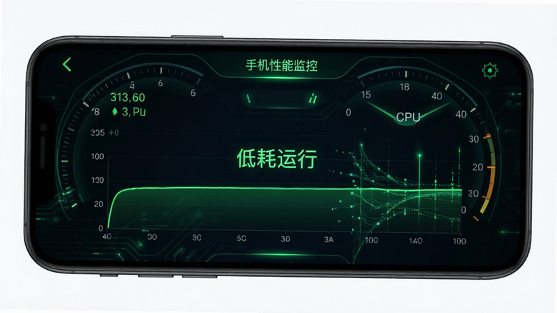 ����Ϊ�ֻ����ܼ�ؽ��棬��ʾCPU���ڴ�ռ�������ߣ�����ƽ����λ����ע���ͺ����С�������Ϊ��ɫ�Ƽ��磬����Ϊ����ɫ�������Ǳ���ʽ����񼫿ͷ磬ϸ�ڴ�������������Ч�������������ɾ�רҵ��ǿ���ȶ���