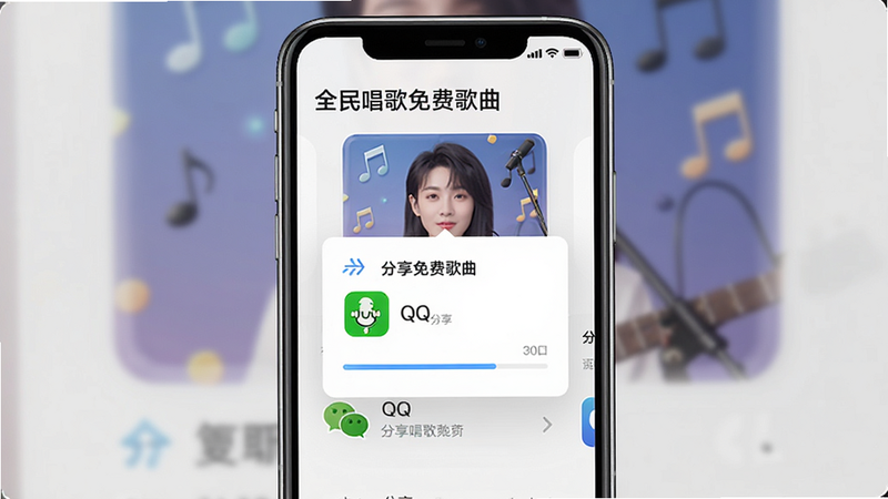 ����Ϊ�ֻ��������棬��ʾ��ȫ�񳪸���Ѹ�����APP���ɵĸ������漰�������������־��У��Ű��࣬����������£�ϸ��չʾ΢�š�QQͼ�꼰���������������ʸ߱��棬�޶���Ԫ��