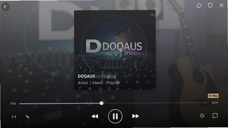 ����ΪDOQAUS�������Ĳ��ſ���ҳ�棬��������Ϊ��ߴ�ר������ͼ���·�Ϊ���Ž������Ͳ���/��ͣ����һ������һ����ť����������ǿ��ϸ�ڴ���ʾ��ǰ���Ÿ���������������Ϣ�����ʱ��棬�ɾ������ְ���
