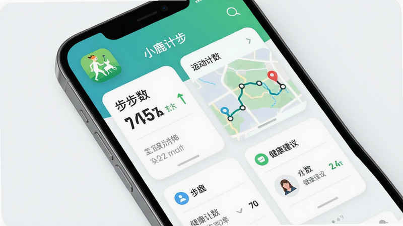 ����Ϊ�ֻ���Ļ���棬�����ɾ���࣬��ʾ��С¹�Ʋ���APPͼ�꼰�����棬���ֲ��ÿ�Ƭʽ�Ű棬��������ִ���ϸ�ڰ�������ͳ�ơ��˶��켣��ͼ����������ģ�飬���ʸ��壬�޶���Ԫ�أ����֡�С¹�Ʋ��������ɼ�