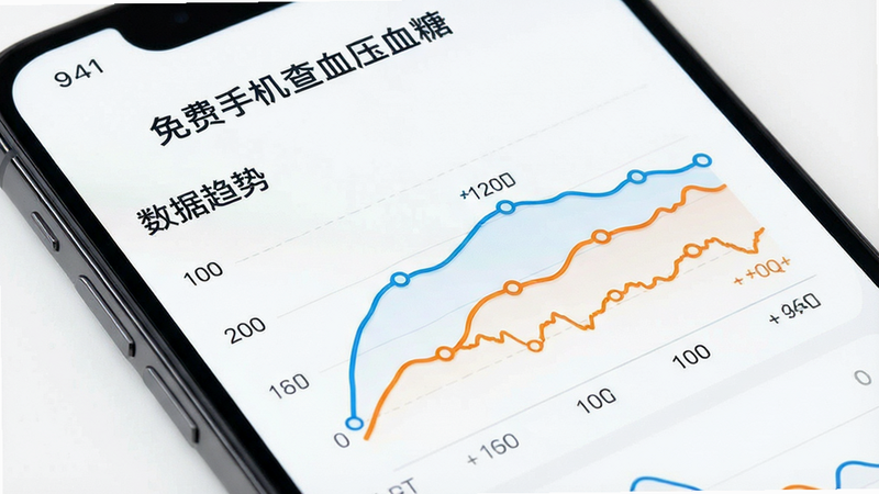 ����Ϊ�ֻ���Ļ��д��չʾ������ֻ���ѪѹѪ�ǡ�APP�ڵ���������ͼ������ɫ�ͳ�ɫ�����ֱ����Ѫѹ��Ѫ�ǣ�������ɫ�������������Ű����룬����Լ�Ƽ���ϸ��չʾ���ݵ㣬���ʸ��壬�ɾ����޶���Ԫ�أ����֡��������ơ������ɼ�
