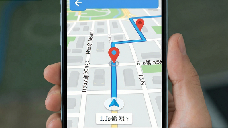 �ֻ���Ļ��ʾ��ͼ�������棬����Ϊ��ɫ·�߹켣���ɫ��λͼ�꣬����������࣬�Ű�Ϊ����UI��ƣ����Ϊ��ƽ���Ƽ��磬ϸ�ڰ����ֵ����Ʊ�ǩ�������ʾ�����ʸ��壬�ɾ����޶���Ԫ��