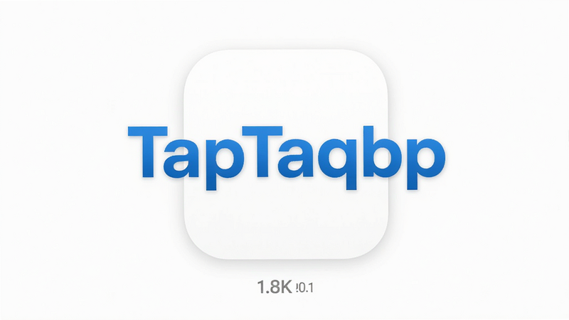 ����һ��TapTaqbp��׿Ӧ����������ĸ���Ԥ��ͼ������Ϊ���İ�ɫ������������ʾ��ɫ��ɫ����TapTaqbp Logoͼ�꣬�·���һ�л�ɫС�ְ汾��1.0.1�����־��жԳƣ��Ű����࣬����ִ�����ϸ�ڴ��������Ӱ������8K���ɾ��޶���Ԫ��