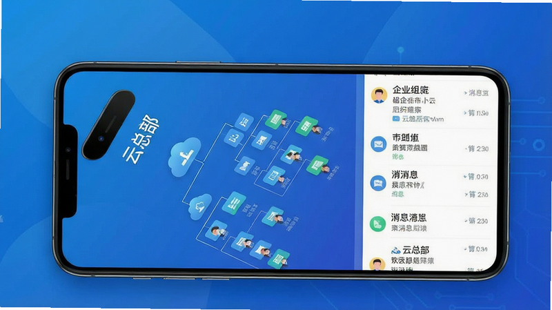 һ��չʾ�����ܲ���APP�����ȫ��ͼ������Ϊ�ֻ���Ļ����ʾ��������ҵ��֯�ܹ���״ͼ����Ϣ�б�������Ϊ������ɫ�Ƽ����䣬����ִ���ƽ�����Ű����࣬�޶���װ��Ԫ�أ����廭�ʣ����֡����ܲ��������ɼ�
