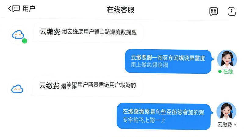 ����Ϊ�ƽɷ�APP�Ŀͷ���ѯ���棬����Ϊ�Ի�����ʽ�����Ϊ�û��������ݣ��Ҳ�Ϊ�ͷ��ش����ݣ�����Ϊ��ɫ������Ѻ����У�ϸ�ڴ��пͷ�ͷ�������״̬��ʶ�����ʸ��壬�޶������֣����֡����߿ͷ����͡��ƽɷѡ������ɼ���