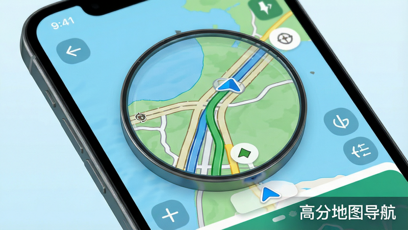 ����Ϊ�ֻ���Ļ��д��չʾ�߷ֵ�ͼ����App�еĵ�ͼ�Ŵ�ϸ�ڣ���·�������������ֱ�ע����������Ϊ����ɫ��������ɫ½�أ����Ƽ���ǿ��ϸ�ڷḻ�����ʳ��壬�ɾ����ӵ㣬����'�߷ֵ�ͼ����'λ�ڽ���