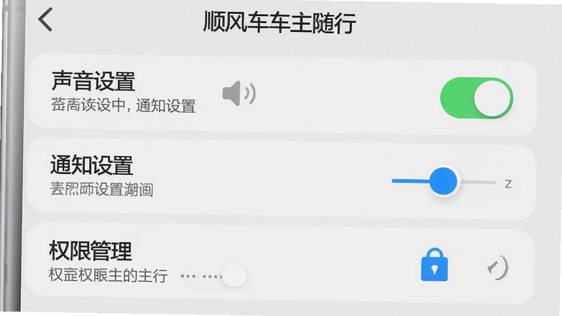 ����Ϊ��˳�糵�������С�APP�����ý��棬����Ϊ�б���ʽ����ʾ���������á�����֪ͨ���á�����Ȩ�޹�������ѡ�ÿ��ѡ��������ϸ�Ŀ��غͻ��飬����Ϊǳ��ɫ����������������࣬ϸ�����������ʸ��壬�ɾ����޶���Ԫ��