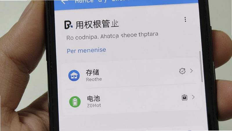 主体为手机设置界面截图,显示应用权限管理页面,高亮显示“存储”和“电池”选项,界面简洁,文字清晰,强调权限设置的重要性,背景为浅色,无多余干扰元素