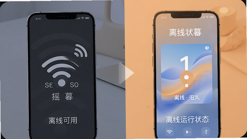 ҡĺ ��������ʾ��ͼ������Ϊ�ֻ��Ͽ� Wi-Fi ͼ����ҡĺӦ������״̬�����ֶԱ�չʾ���Ű������ˣ����Ƽ�������ܰ��ϣ�ϸ�ڱ������źű�ʶ���������棬�����������ɾ��޶���ͼ�꣬���֡����߿��á�