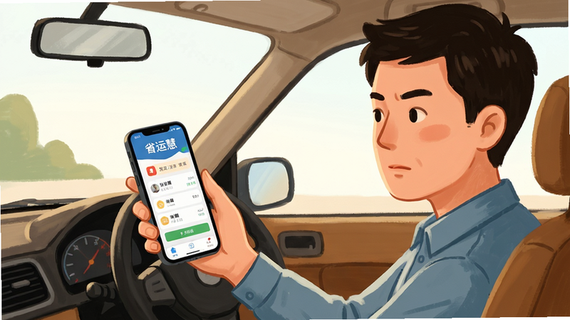 �û������廭��һλ˾�����ڼ�ʻ���ڣ��ֳ��ֻ��鿴'ʡ�˻�'APP���棬����רע����������������������ܰ���Ű�����������ʵ���У�ϸ�����������ʸ��壬�ɾ����޶���Ԫ��