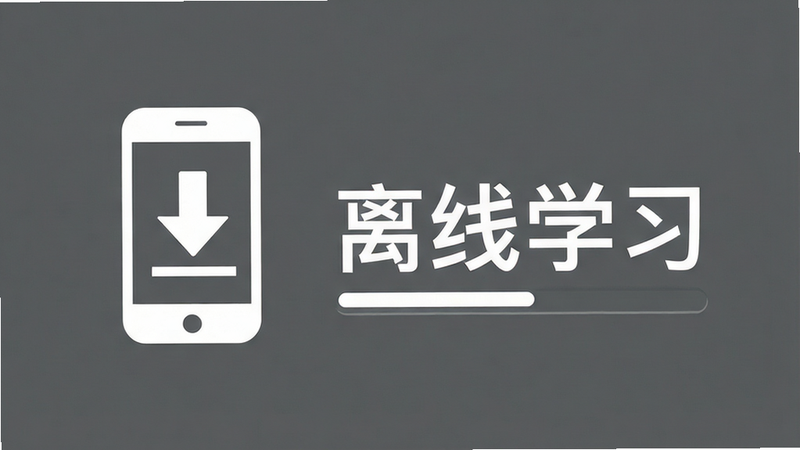 主体为手机离线模式图标与下载箭头,布局简洁,风格稳重,灰色背景突出白色图标,细节展示下载进度条,画质高清,干净,无多余元素,文字