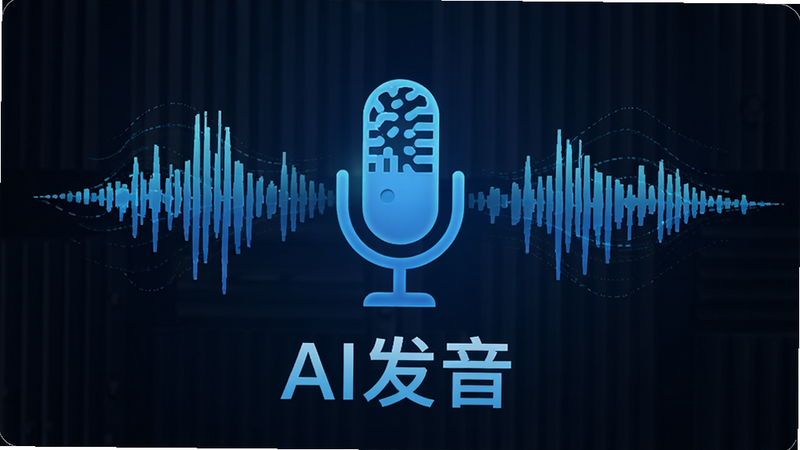 主体为手机麦克风图标与声波分析图,布局居中,风格科技感强,蓝色主色调,细节展示声波频谱条,画质高清,干净,无多余元素,文字