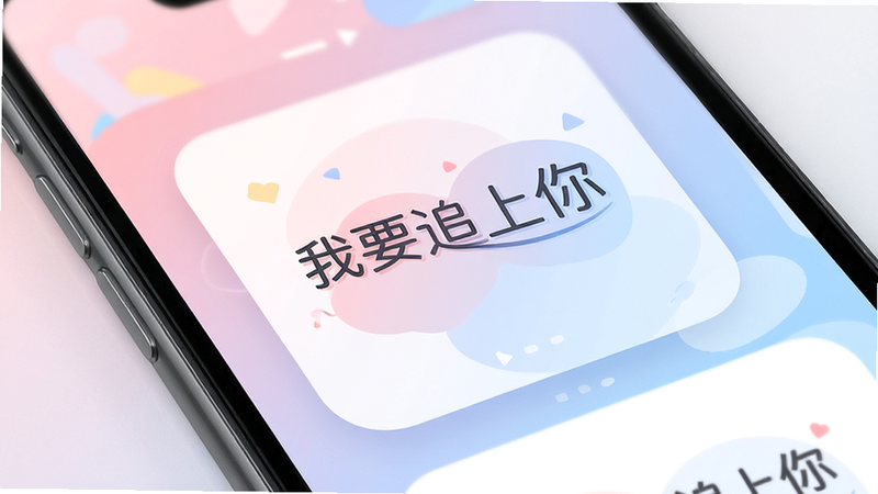 主体为‘我要追上你’APP的高清手机界面预览图,布局采用居中卡片式设计,排版简洁大气,风格为现代扁平化插画风,细节包含柔和的粉蓝渐变背景、圆润的UI组件、清晰的中文字体‘我要追上你’,画质4K高清,干净,无多余元素