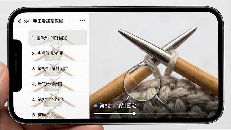 ����Ϊ�ֻ���Ļ��д����ʾ���ֹ������ѡ�APP�ڵĽ̳̲��Ž��棬�������Ϊ�����б����Ҳ�Ϊ�����ͼ��ʾ���Ű����ҷ��������רҵ��࣬ϸ�ڰ����Ŵ���뷨��д�Ͳ����������������ʾ����3��������̶��������ʾ�ϸ���ɾ����޶���Ԫ��