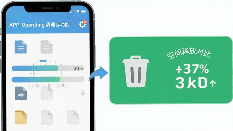 ����һ��APP_Operating�������湦�ܵ�ʾ��ͼ������Ϊ�ֻ����棬��ʾһ������������ɨ���ļ����Ա�������Ͱͼ��Ϳռ��ͷź�ĶԱ����ݣ�����ƽ�⣬�Ű��������ߴ�ɨ�赽���������ƽ����ƣ�ϸ�ڰ����ļ�ͼ��Ͱٷֱ����֣�����������������Ԫ��