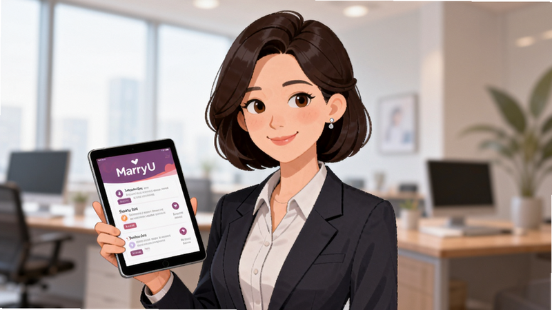 ����Ϊһλ����ְҵװ��Ů�Ժ�������廭���ֳ�ƽ����ԣ�������ģ���İ칫�һ�������Ļ����ʾMarryU���׽��ѵĽ���Ԫ�ء�����������У��Ű�ƽ�⣬���רҵ���У�ϸ����ͣ�����ϸ�壬�ɾ����޶���Ԫ��