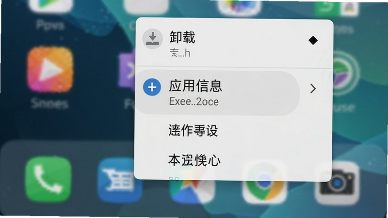 手机桌面长按应用图标弹出菜单的截图,菜单中包含
