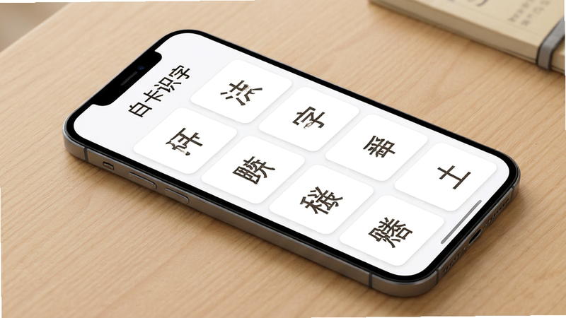 �׿�ʶ��APP����ȫ��չʾ������Ϊ�ֻ���Ļ����ʾ���ĺ��ֿ�Ƭ�б����������룬�Ű�����������ƽ����ϸ���������˸�����ʸ��壬�ɾ��޶���Ԫ�أ�������ʾ