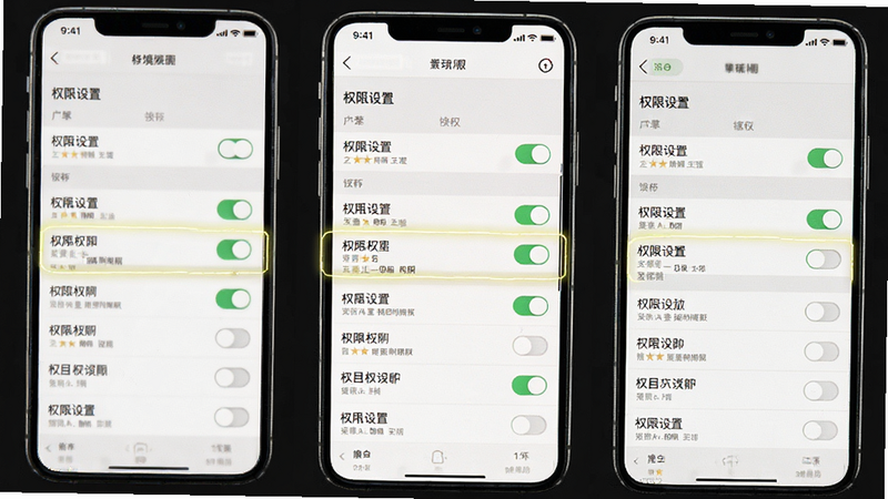 主体为移动端设置界面指南图,布局展示手机设置页面,高亮显示权限选项,风格清晰直观,细节包括开关按钮与权限列表,画质清晰,无多余元素,文字标注“权限设置”