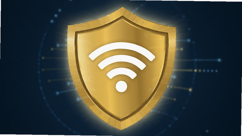 һ�ѽ�ɫ�Ķ���ͼ�꣬����������һ����ɫ��WiFi���ţ�������Χ�е����Ĺ��Σ����������밲ȫ������Ϊ����ɫ������רҵ����š�