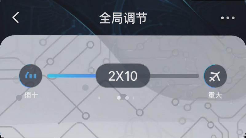 主体为手机设置界面,展示一个横向滑块,滑块两端标有最小和最大图标,中间显示当前数值,布局扁平化,风格科技感,细节清晰,画质高清,干净无多余元素,文字