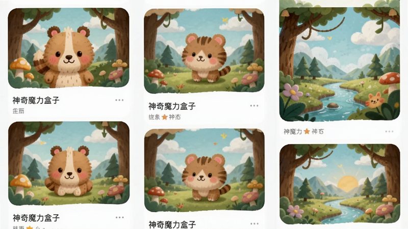 ����Ϊ����ħ������APP��ģ���ҳ�棬����Ϊ�ٲ���չʾ���Ű����ۣ����Ϊ��ܰͯȤ��ϸ�ڰ������ֿɰ��Ķ�����羰����ͼ������ϸ�壬�ɾ����޶���Ԫ��