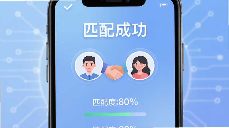 ����Ϊ����֭��Appƥ��ɹ����棬���ֶԳƣ�������ʾ�����û�ͷ������ͼ�꣬����Ϊ��ͽ�����ɫ��ϸ��չʾƥ��Ȱٷֱȣ����Ƽ������ִ��н�ϣ�����ϸ�壬�ɾ������ұ��������֡�ƥ��ɹ�����Ŀ