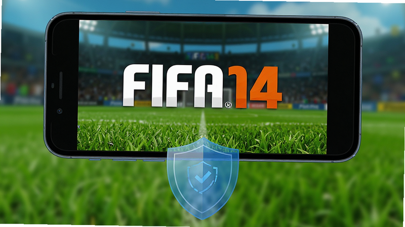����Ϊһ���ִ������ֻ�����Ļ������ʾ��FIFA14����Ϸ�������棬������ģ����������ɫ��ƺ���ֻ��·���һ����͸������ɫ����ͼ�������ȫ��װ��������ñ�ƽ����Ʒ��ɫ�����ޣ��������ȣ��޶���װ��Ԫ��