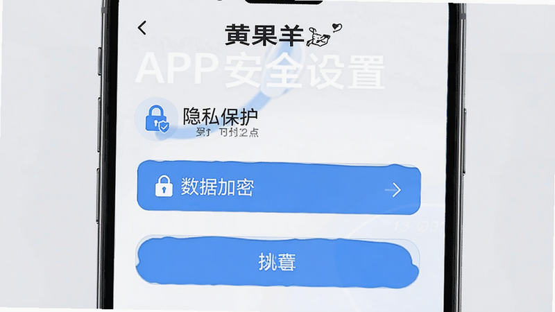 一张展示“黄果羊”APP安全设置界面的示意图,重点突出“隐私保护”、“数据加密”等选项,界面整洁,按钮清晰,背景为淡灰色,风格专业严谨,细节准确,画质高清,无干扰元素