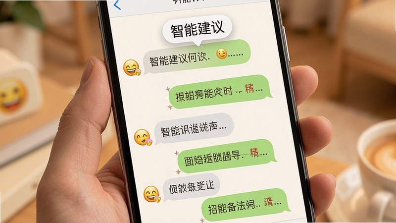 主体为手机聊天界面,展示多条不同语气的回复选项气泡,布局纵向排列,风格温馨友好,细节包含表情符号点缀,文字