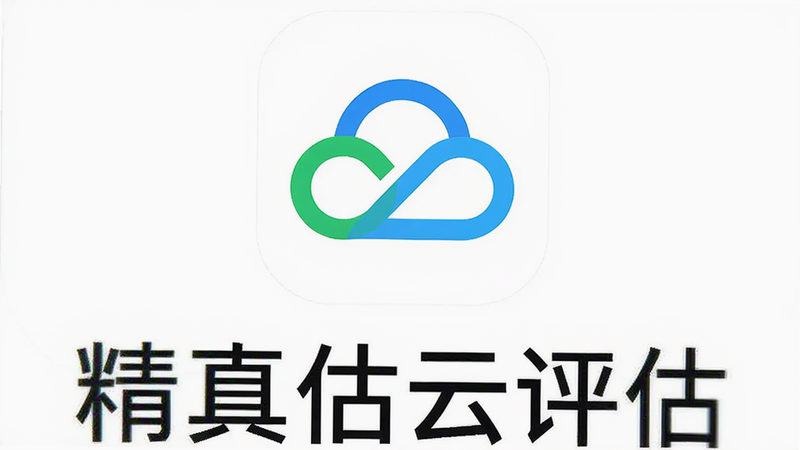 精真估云评估安卓应用主界面预览,白色背景,居中显示应用图标,下方有“精真估云评估”文字,整体风格简洁现代,高清,无多余元素
