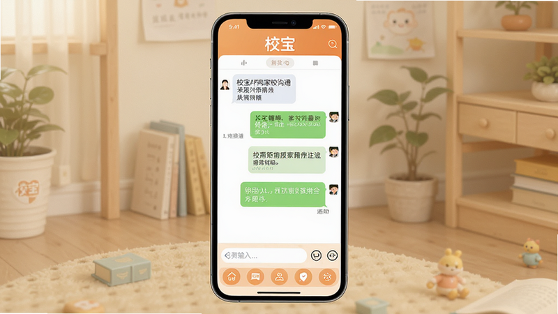 һ��У��APP��У��ͨ�����ʾ��ͼ����ʾ���촰�ں�֪ͨ�б������ݶԻ������ɼ����ײ��������͹��ܰ�ť������ɫ����ܰ��ͣ�ͻ����У������������������Ѻã�ϸ������������ϸ��