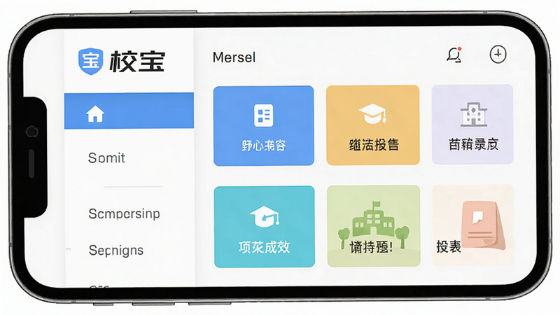 һ��չʾУ��APP�������ı�ƽ�����ͼ������Ϊ�ֻ���Ļ����Ļ����ʾ��У����Logo�����Ĺ�����ڣ��������࣬���Ϊ���������Ҳ�Ϊ������������ִ���Լ��ϸ�����������ʸ��壬�ɾ��޶���Ԫ��
