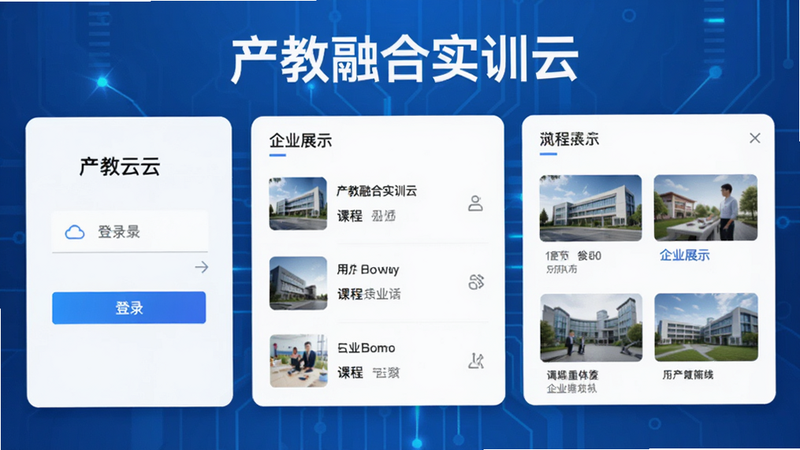 �����ں�ʵѵ��APP�����棬��ʾ�������ں�ʵѵ�ơ�����������Ϊ�Ƽ���ɫ����������¼��ڡ��γ��б�����ҵչʾ��ģ�飬��ƽ����ƣ�������Ⱦ���޶���Ԫ��
