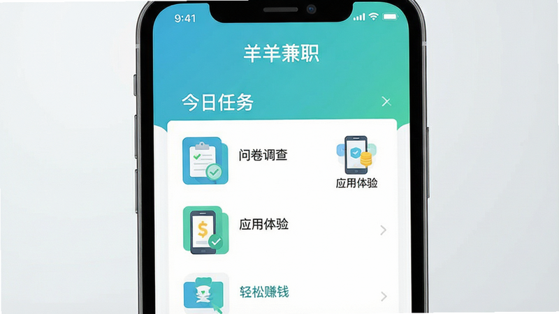 һ�ű�ƽ�������ֻ�APP����չʾͼ��������һ�������ֻ�����Ļ��ʾ'�����ְ'Ӧ����ҳ����������Ŀ��'��������'�б�������'�ʾ�����'��'Ӧ������'��ͼ�꣬��ɫ����������ɫΪ��������Ϊǳ��ɫ���䣬ͻ��'����׬Ǯ'�ĺ��ĸ������ɾ����޶������ָ��ţ����廭��