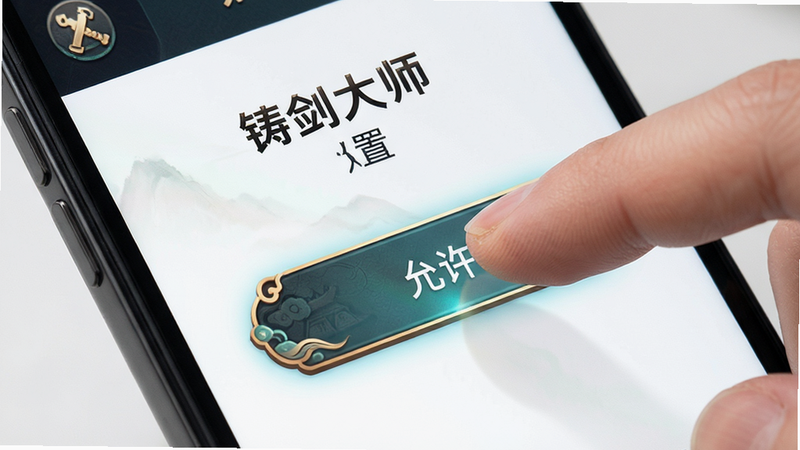 主体为手机屏幕上显示的游戏设置界面,手指正在点击