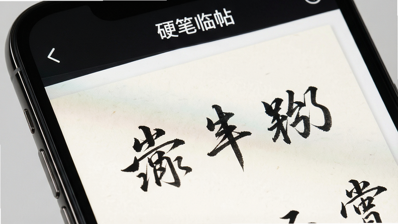 一张高清手机屏幕特写,主体为“硬笔临帖”APP界面,布局简洁大方,顶部显示软件名称,中间展示一张精美的硬笔行书字帖页面,字体清晰锐利,背景为干净的米白色,风格简约现代,细节处体现纸张纹理与笔触质感,画质4K,干净,无多余元素,alt:硬笔临帖预览图