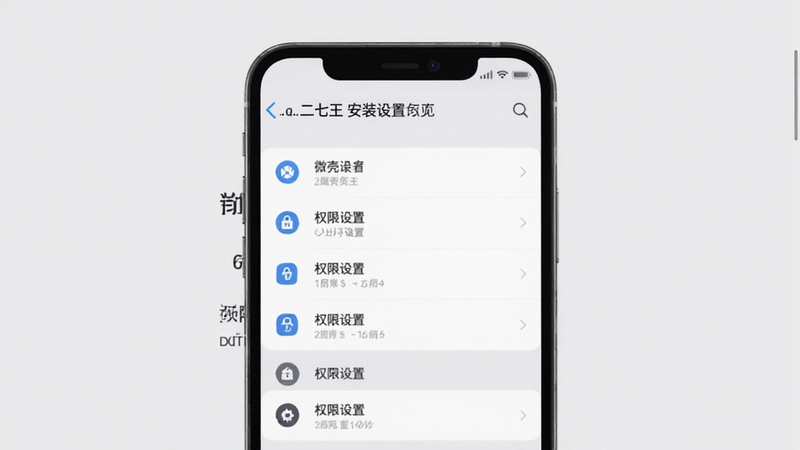 微壳二七王安装设置界面预览图,主体为手机设置菜单,布局列表式,背景浅灰,风格扁平,细节图标清晰,画质高清,干净,文字