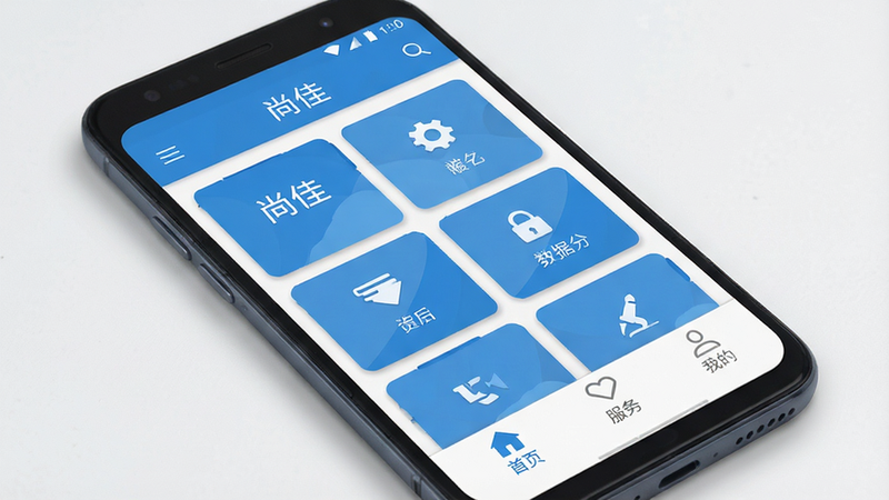 ����ΪAndroid�ֻ�������Ļ����ʾ���мѡ�APP�����棬����������������������࣬�в�Ϊ���ܿ�Ƭ���񣬵ײ���ǩ����������ҳ���������񡱡����ҵġ�������ִ���Լ����ƽ����ƣ���ɫΪ��ɫ����ϸ�ڴ�����΢��Ӱ��ǿ��θУ����ʸ��壬�ɾ����޶���Ԫ�أ����֡��мѡ������ɼ�
