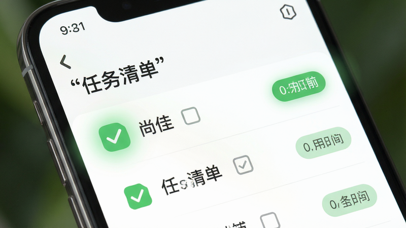 ����Ϊ�ֻ���Ļ��д����ʾ���мѡ�APP�������б����棬����Ϊ��ֱ�б���ÿ������ǰ�й�ѡ���Ҳ���ʾʱ���ǩ�����������Ȼ����ɫ��ѡͼ�꣬ϸ�ڴ�����͵Ĺ���Ч���������������ɾ����޶���Ԫ�أ����֡������嵥��������