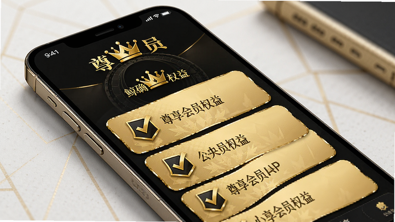 ��ȷѡַAPP�Ļ�ԱȨ����ܽ��棬����Ϊ�ֻ���Ļ����ʾ��ͬ��Ա�ȼ�����Ȩ�б�������Ϊ��Ƭʽ�����Ϊ��ɫ���ɫ����ĸ߶�����磬ϸ��չʾ�ʹ�ͼ���빴ѡ�򣬻����������ɾ����������֡�������ԱȨ�桱