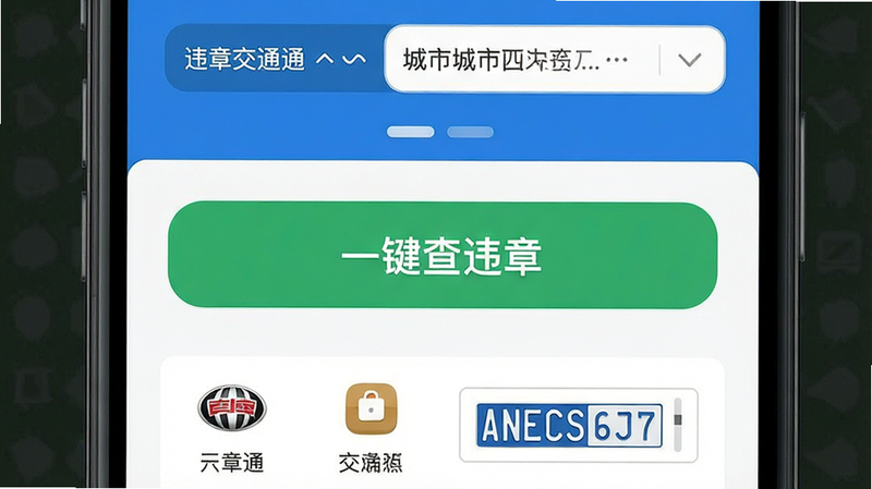 ����Ϊ�ֻ���Ļչʾ��Υ�½�ͨͨ��APP�����棬���ּ��������������ʾ�����л������в�Ϊ��һ����Υ�¡���ť���ײ�Ϊ����ͼ���������Ϊ��ƽ��UI��ƣ�ϸ�ڰ��������ĳ����복������򣬻��ʸ��壬�ɾ��޶���Ԫ�أ�����������ʾ��Υ�½�ͨͨ��
