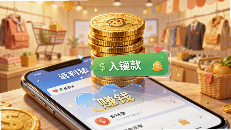 һ����ɫ�Ľ�Ҷѵ����ֻ���Ļ�Ϸ�����Ļ����ʾ������Գ��APP���棬��һ���ֽ����˵���ʾ����������Ϊģ���Ĺ��ﳡ����ɫ����ů������ͻ����׬Ǯ���͡�ʡǮ�������⣬���дʵ��廭��ϣ�ϸ�ھ��£����ʸ��壬�޶���ˮӡ��