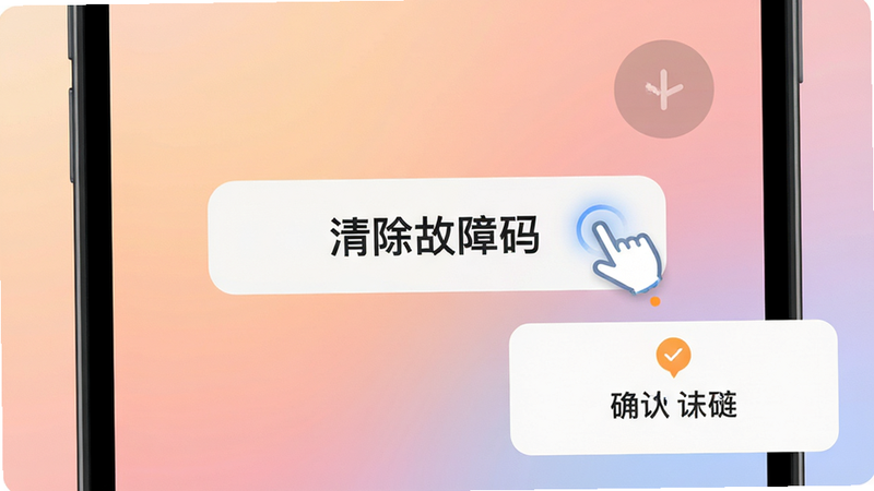 主体为手机界面上的清除按钮,布局居中醒目,背景为柔和渐变,排版简洁,风格扁平化设计,细节包括点击后的反馈动画效果和确认弹窗,画质高清,干净,无多余元素,文字