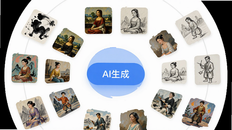 չʾ�����ұ���APP�ڲ��Ĺ���ģ����棬ͻ����ʾ��AI���ɡ���ť����Χ�����Ŷ�����������С����ͼ������ˮī���ͻ�������ȣ����ֳʷ���״���Ű����򣬷���ƽ����ϸ�ھ��£����廭�ʣ��ɾ��޶���Ԫ��