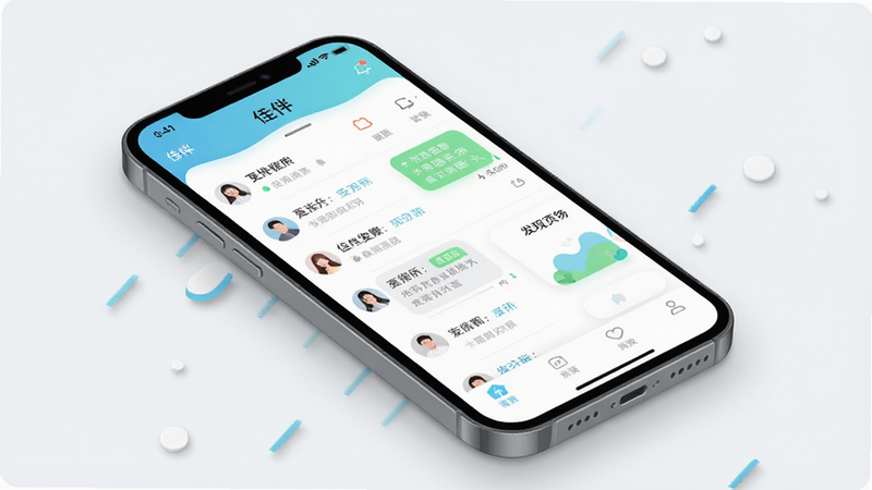 һ��չʾ���Ѱ顱APP����ĸ�����UI���ͼ������Ϊ�ֻ���Ļ��������������ʾ�����б��뷢��ҳ���Ű����࣬���Ϊ���±�ƽ����ϸ�ڰ�����͵���Ӱ��Բ����ƣ�����4k���ɾ����޶���Ԫ�أ�������ʾ���Ѱ顱