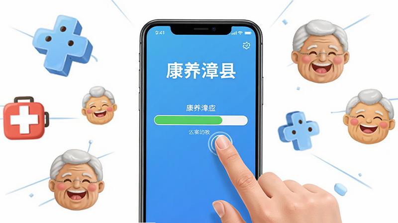 ����Ϊһ�������ֻ����ڰ�װ���������ء�APP�ĳ��������־��У��ֻ���Ļ��ʾ��װ����������Χ�����ż򵥵�ҽ��ʮ��ͼ�������Ц��ͼ�ꡣ���Ϊдʵ�廭�磬ɫ��������ϸ�ڴ�����ָ�����Ļ�Ķ��������ʸ��壬�ɾ����޶���Ԫ�ء�
